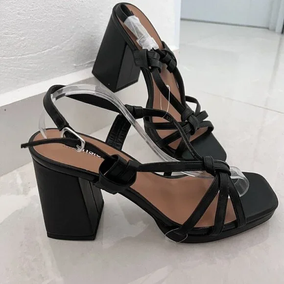 Kensie Leilany Strappy Platform Sandals Black Sz. 8.5M block heels faux leather - Picture 5 of 13